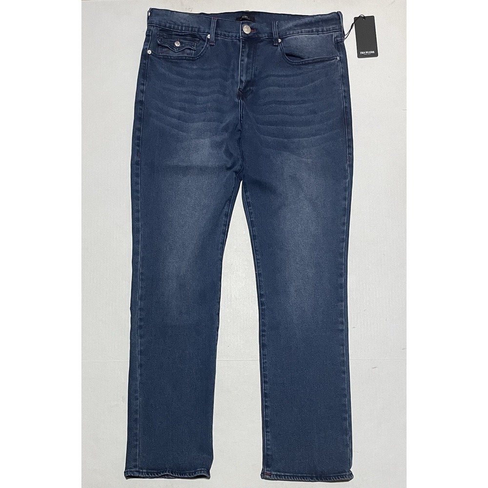 $159 True Religion Ricky SN Flap Relaxed Straight Jeans Men's 36 36x34 Blue NWT